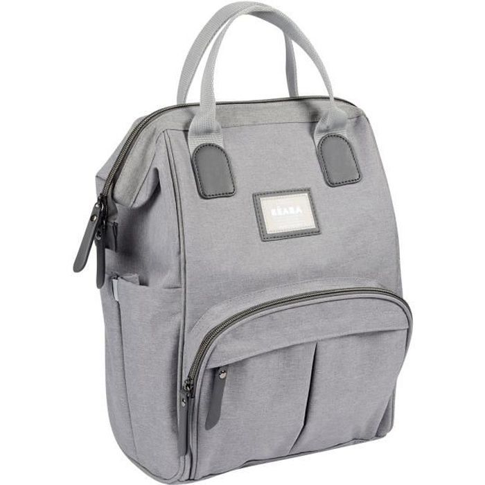 Mochila cambiador BEABA Wellington para bebé, gran capacidad de almacenamiento, cambiador incluido, amplia abertura, gris.