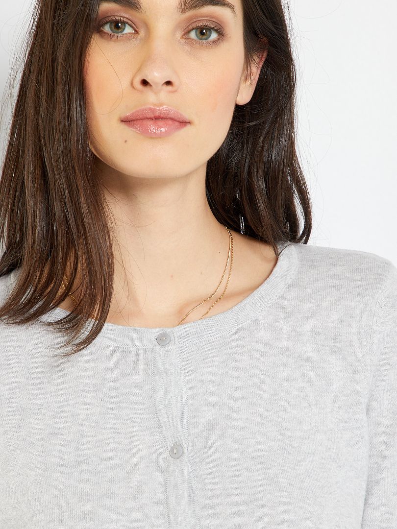 Gebreid vest met knoopsluiting - GRIJS