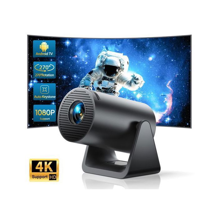 Mini Projecteur Portable 1080P Android 11 – WiFi6 Bluetooth – Support Rotatif 270°