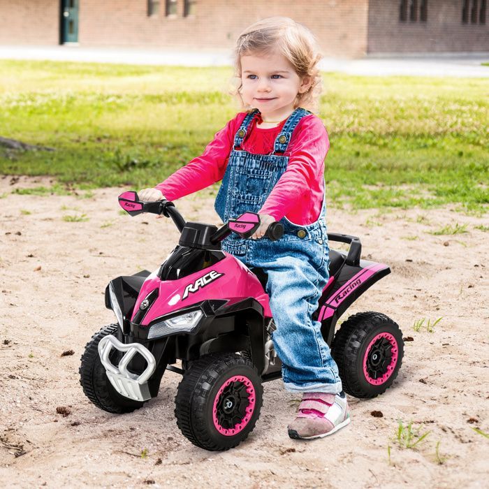 Porteur enfants quad 12-36 mois dim. 67L x 38l x 44H cm effets lumineux et sonores rose noir