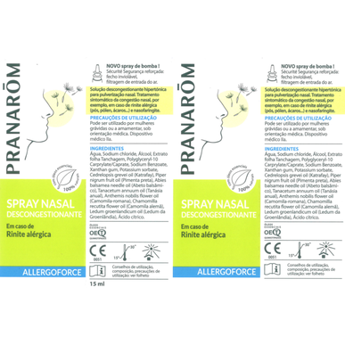 Pranarôm Allergoforce dekongestivni sprej za nos za alergijski rinitis 15 ml 15 ml