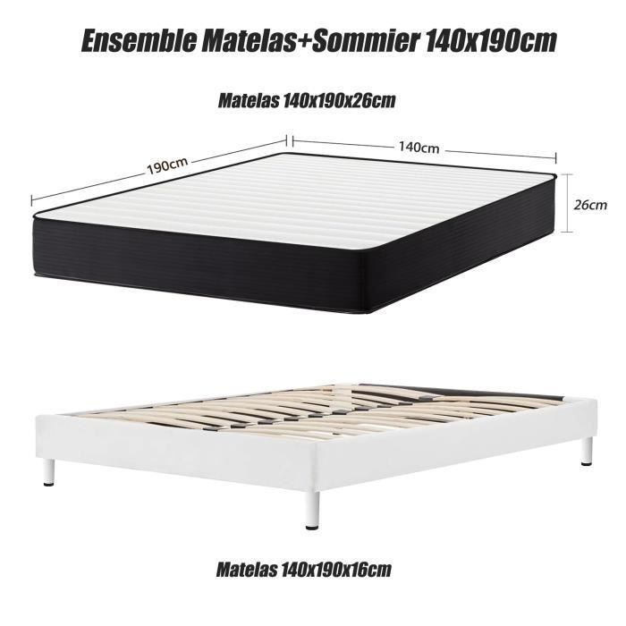 140x190cm Mattress and Bed Base Set - Frixovel 140x190 Bed with Bed Base and Mattress - 140x190x26 Mattress - 140x190 Upholstered Bed Base