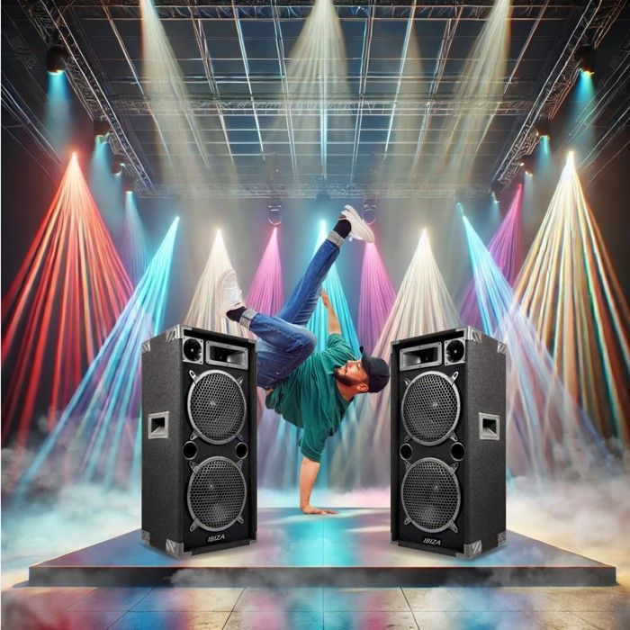 DJ PACK SONO 2000 including 2 SPEAKERS 1000 + 1 PA AMPLIFIER + HP CABLE + PC CABLE PA DJ SONO LED LIGHT sport mix