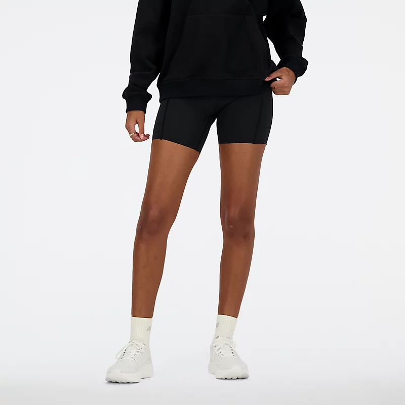 Női NB Sleek zsebes, magas derekú rövidnadrág 15 cm - FEKETE