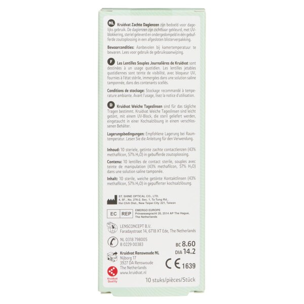 Lentilles de contact souples journalières Kruidvat Opticare -4.00<br>Dispositif médical - 10 unités