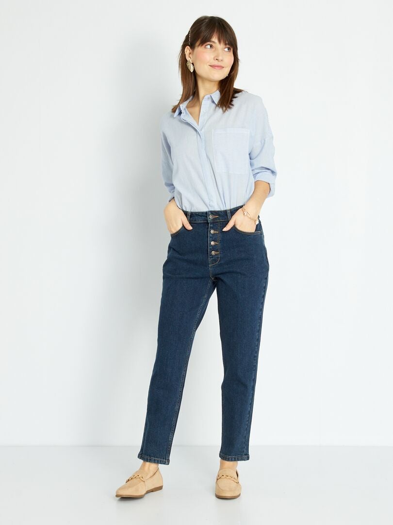 Zeer hoge taille mom jeans - maat S32 - blauw