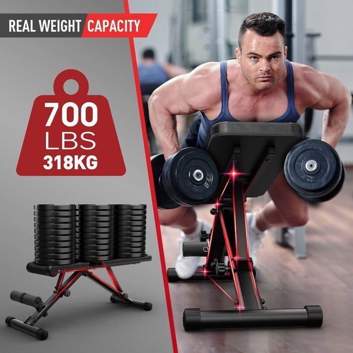 JOROTO MD35 Banc de musculation Pliable 3 en 1 - 8 positions ajustables - Formation diversifiée Stable et sécurisée Capacité 318 KG