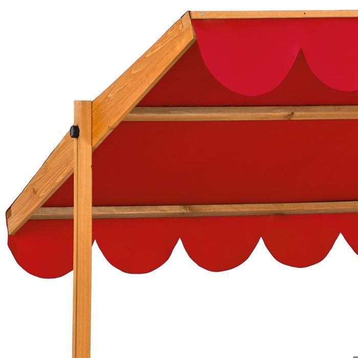Arenero - TECTAKE - EMILIA Jardín de infancia con techo y terraza de madera 120 x 120 x 120 cm - Rojo