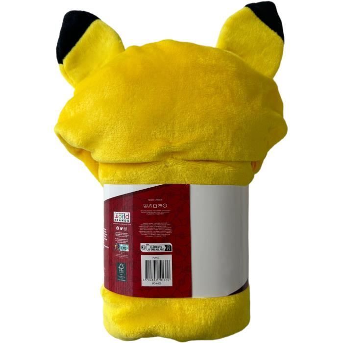 Manta con capucha 3D - POKÉMON - Pikachu - 120 x 150 cm - Ultrasuave - Diseño colorido