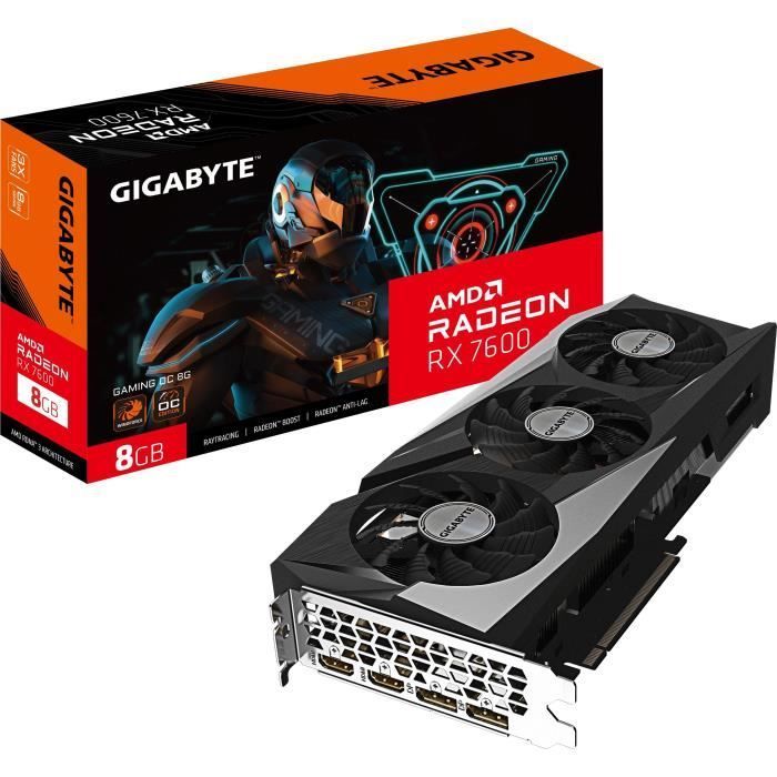 GIGABYTE - Placa de vídeo - Radeon - RX 7600 GAMING OC 8G