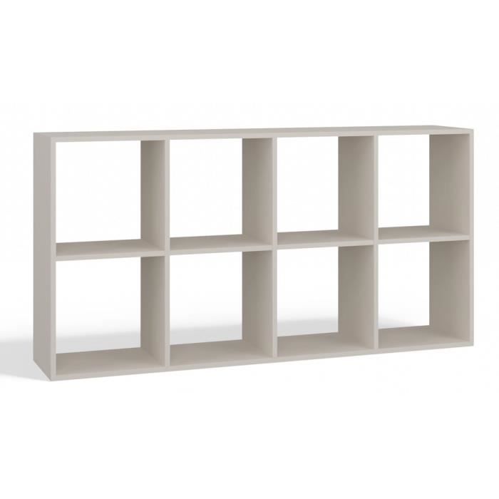 Étagère modulable 8 cubes - MARION - Bibliothèque 8 cases - 147x30x75 cm - Meuble de rangement - Beige