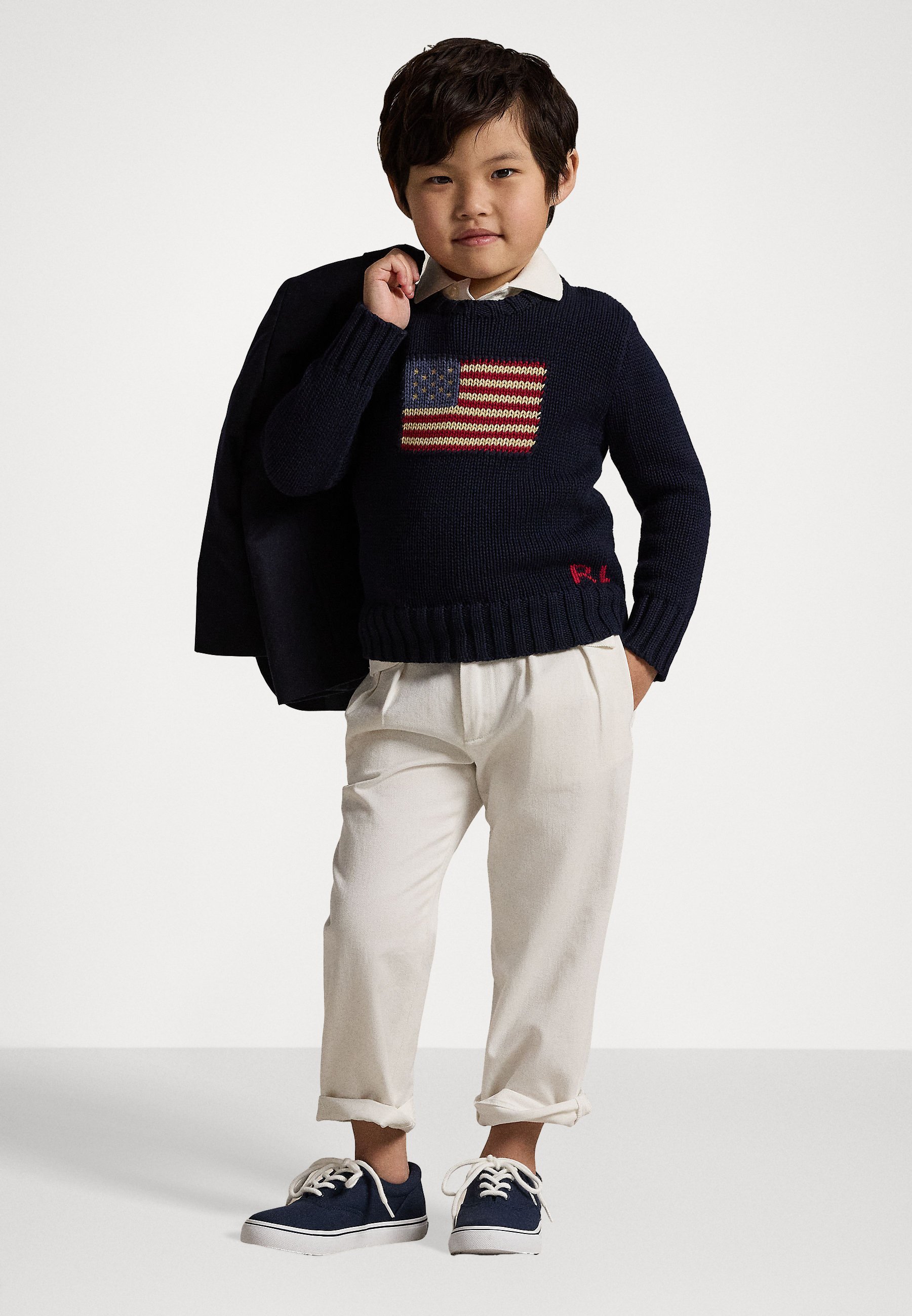 Polo Ralph Lauren IL MAGLIONE ICONICO CON LA BANDIERA - Maglione - blu navy cacciatore