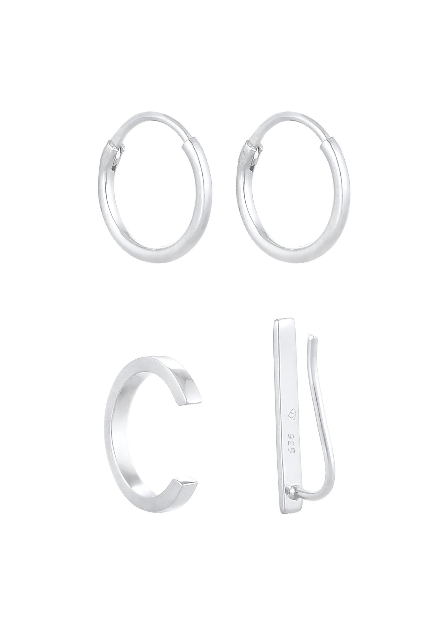 Elli Créoles Earcuff Earclimber Trend Blogger Basic Boucles d'Oreilles Femme - (925/1000) Argent