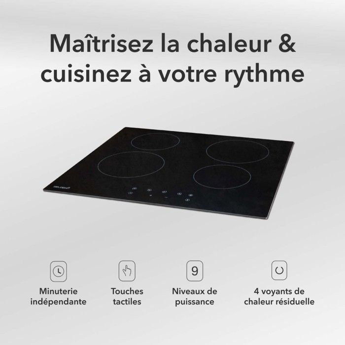 BELDEKO - 4-Burner Ceramic Hob, 6000W, 4-Burner Ceramic Hob, Ceramic Cooktop, Multi-Zone Timer