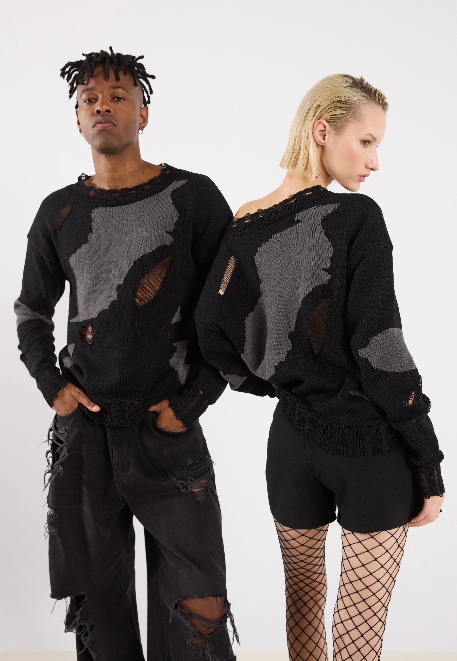 YOURTURN UNISEX - Pullover - schwarz/beige