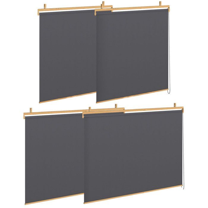 IDMARKET Pérgola edición exclusiva con techo retráctil efecto madera de 3x4 m y 4 persianas gris antracita.
