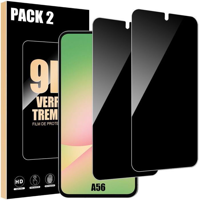 Pellicole protettive in vetro temperato per Samsung Galaxy A56 5G - Anti-spionaggio - Antigraffio - Antiurto - Confezione da 2