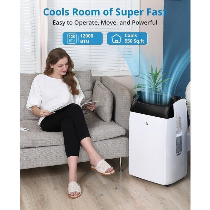 Climatiseur mobile 12000 BTU 4-en-1 –45L/j –Silencieux