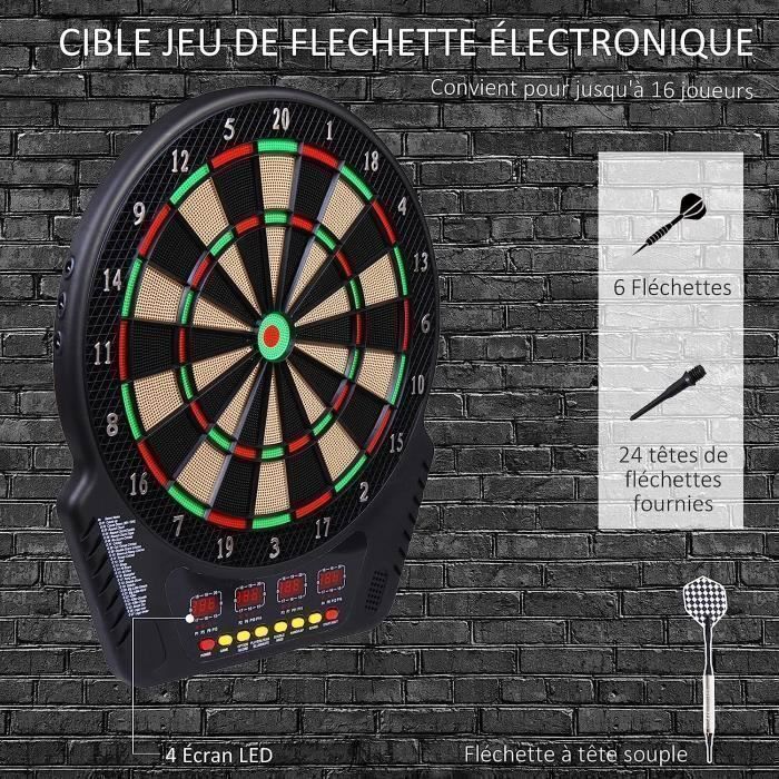Electronic Dartboard, LCD Display with 27 Different Games + 243 Variations to Choose From + 6 Darts for 16 Players