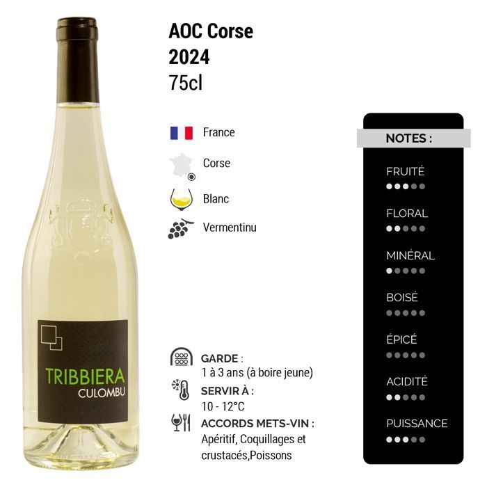 Clos Culombu Corse Tribbiera 2024 - Vin Blanc de Corse (6x75cl)