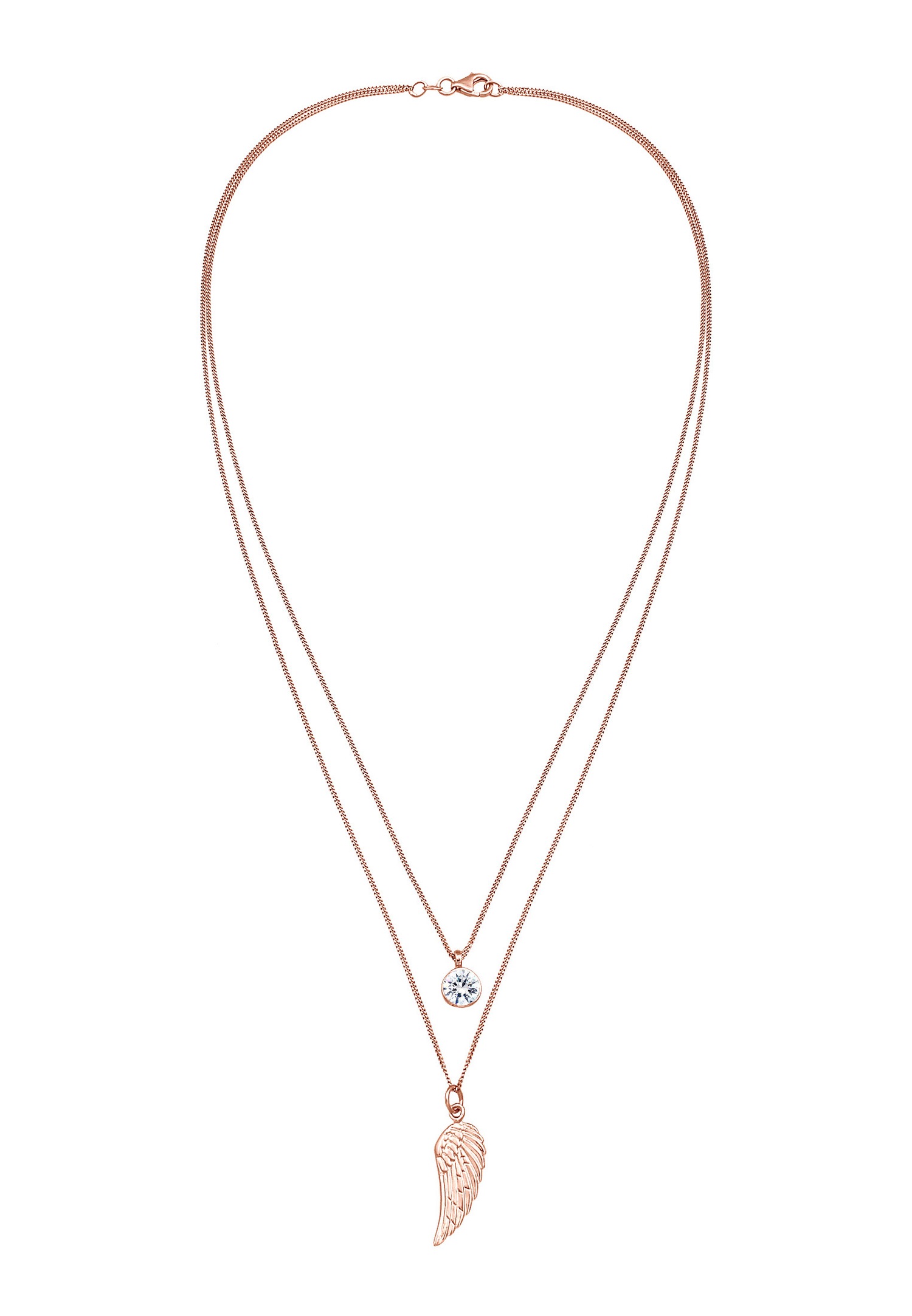 Elli Femmes Layer symbole des ailes avec cristal en argent sterling 925