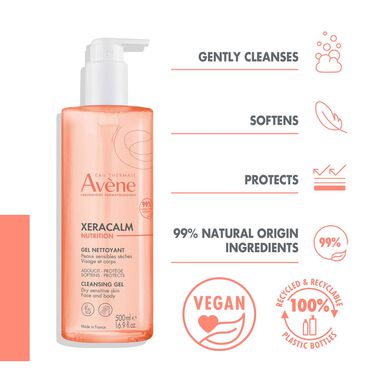 Avène Xeracalm NUTRITION Rengöringsgel Närande duschgel för torr hud ansikte och kropp 500 ml 500 ml