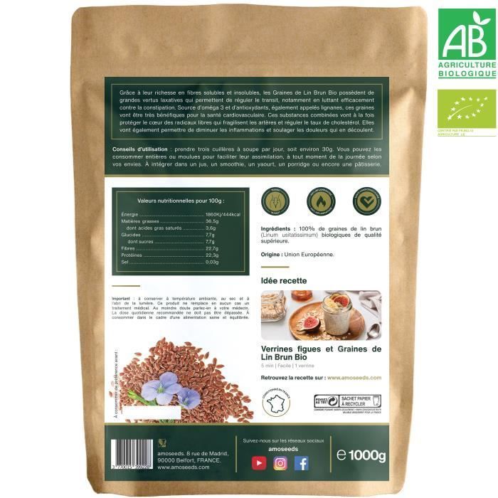 Bio-Leinsamen (braun) 1 kg - Premium-Qualität - amoseeds