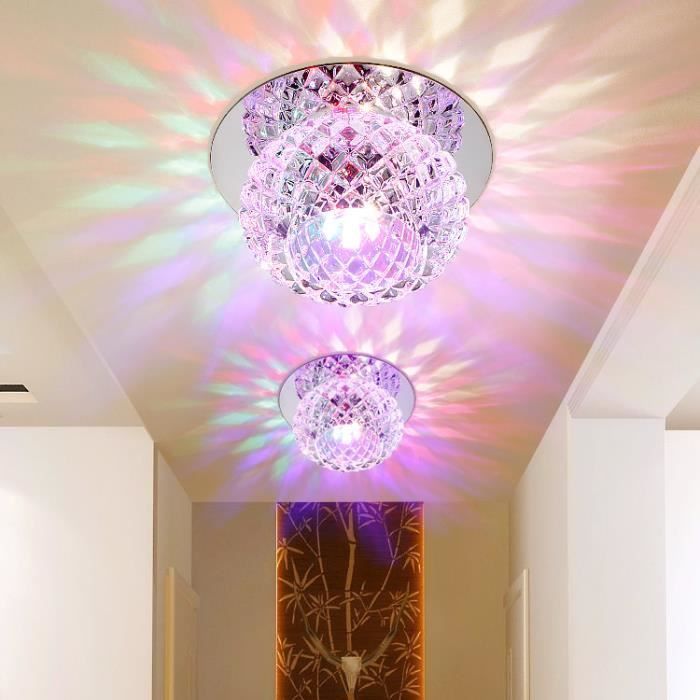 1 unidad de lámpara de techo colgante de cristal de 5 W, lámpara de techo LED redonda moderna - Multicolor