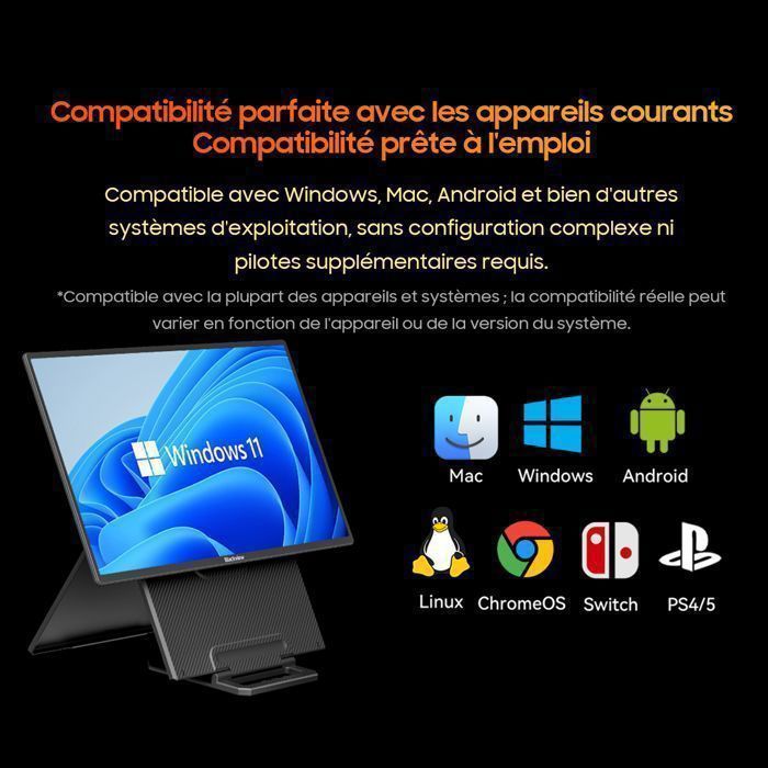 Blackview Table 10 23.8-inch Portable Monitor 1920*1080 FHD Eye Comfort IPS Screen for PC - Black