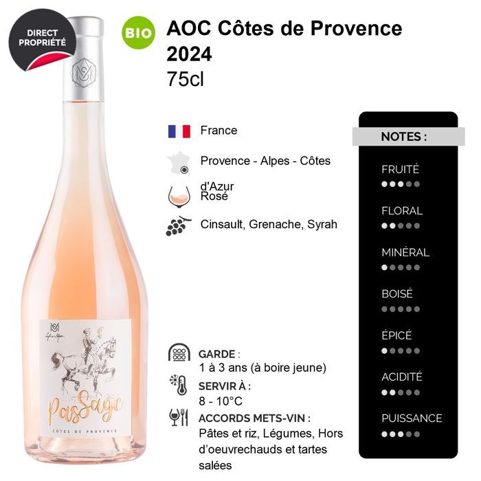 Massa Vineyards Côtes de Provence Pas Sage 2024 - Roséwijn (6x75cl) Bio