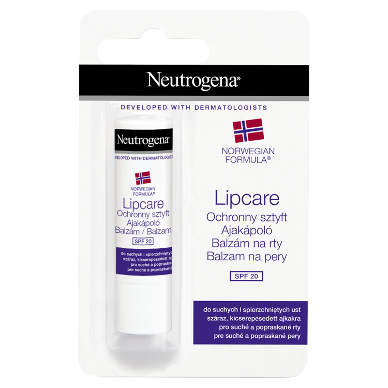 Rouge à lèvres Neutrogena avec protection solaire SPF20 5 g, formule norvégienne