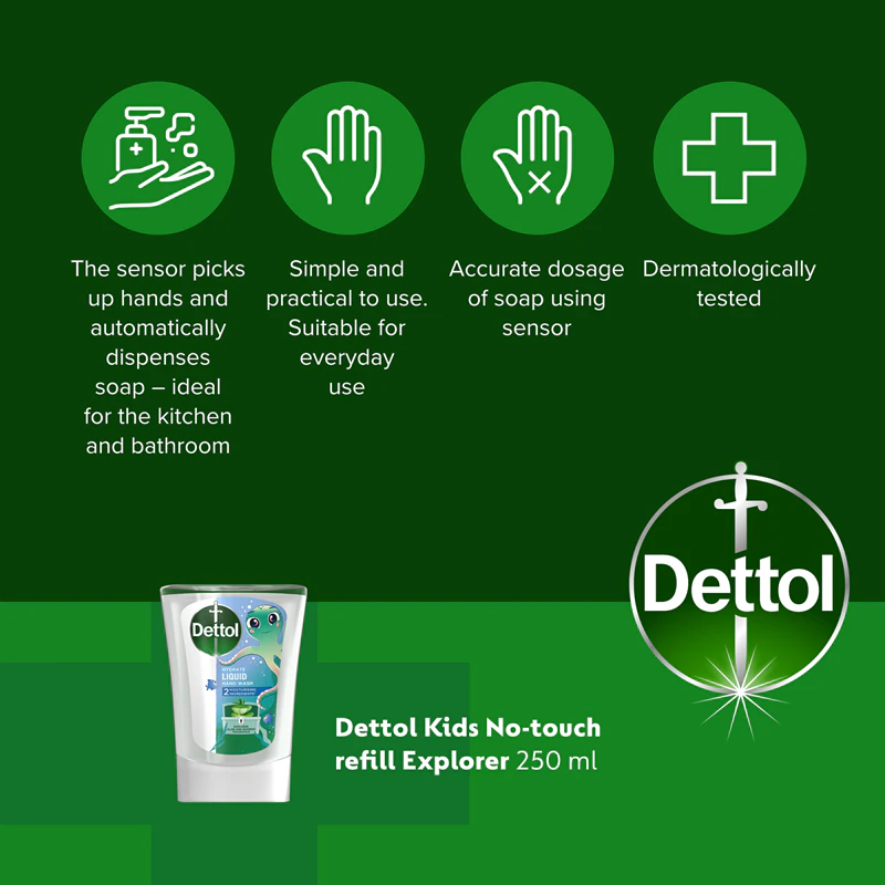 Refil para Dispensador de Sabonete Líquido Sem Toque Dettol Soft on Skin Kids Explorer Power