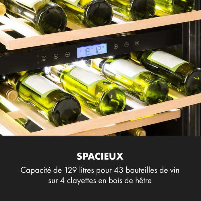 Klarstein Vinovilla Onyx43 Weinkühlschrank – 129 l/43 Flaschen – 2 Temperaturzonen