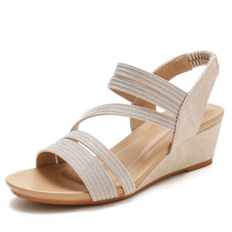 Sandali da donna alla moda con zeppa, estivi, casual, comodi, con suola morbida, leggeri, da spiaggia, scarpe romane da donna, taglie forti