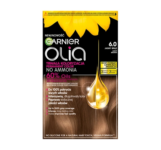 Garnier Olia trwała farba do włosów bez amoniaku 6.0 Jasny Brąz