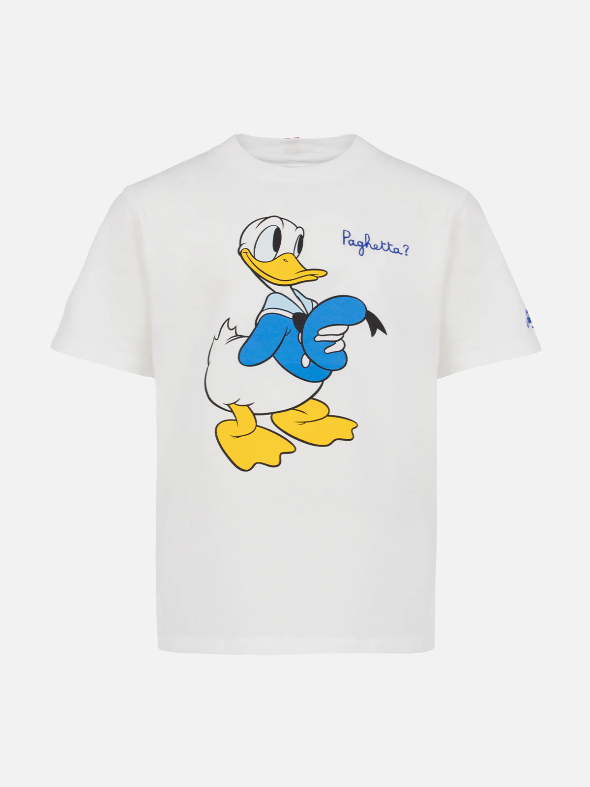 Cameron T-shirt van zwaar katoen voor kinderen met Donald Duck-print en -borduurwerk.