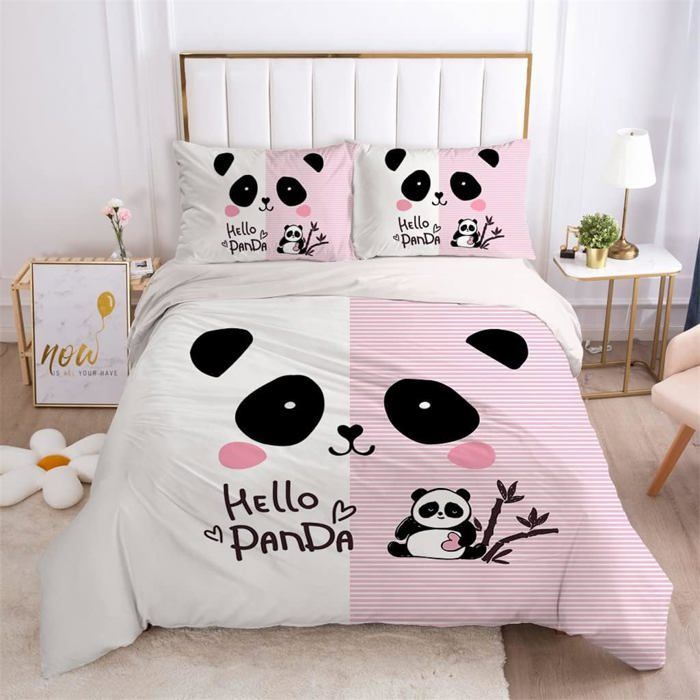 Funda nórdica de panda gigante, juego de ropa de cama infantil, suave y cómoda, funda nórdica de 200x200 cm para niñas con 2 fundas de almohada de 65x65 cm.