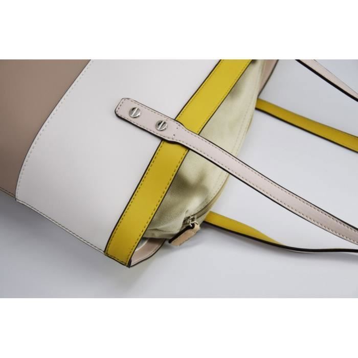 David Jones - Borsa a tracolla/tote bag grande da donna in pelle - Multicolore - Borsa per la spesa con pochette da viaggio, capacità A4 - Beige