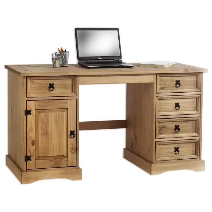 TEQUILA Mexican-style multi-storage desk in solid pine with a waxed finish