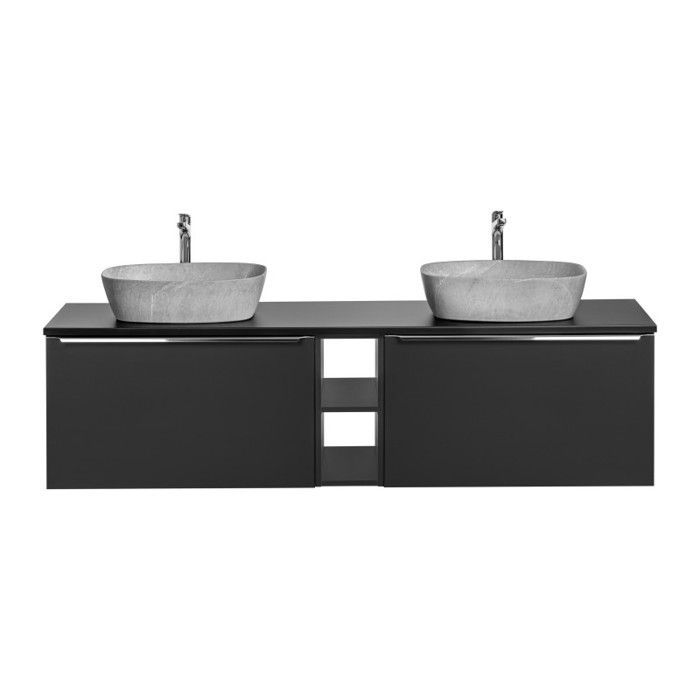 Conjunto para banheiro - GENÉRICO - Rosario Preto - Cuba dupla - 180 cm - Design moderno