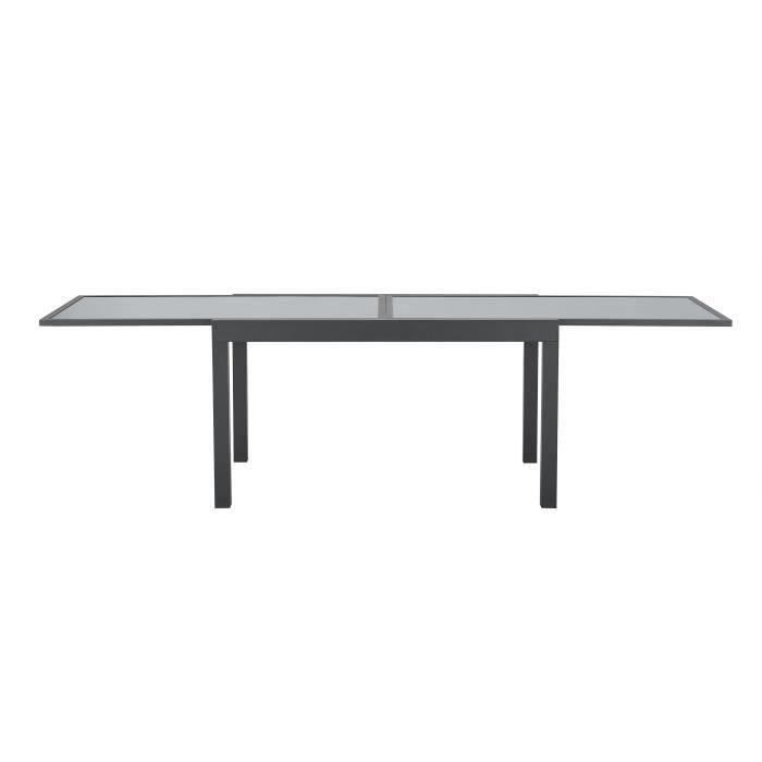 Rechthoekige uitschuifbare tuintafel voor 6 tot 10 personen - Aluminium frame - Blad van gehard glas - B 135-270 x H 75 x D 90