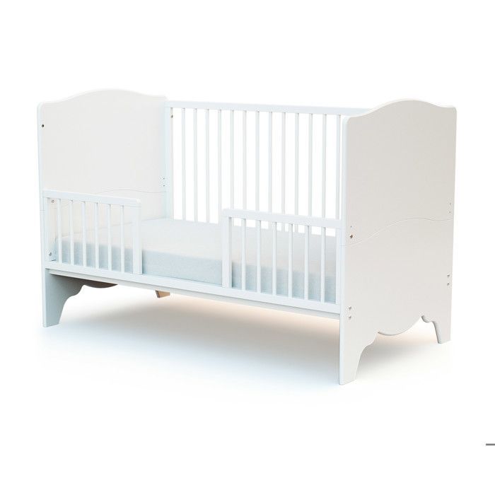 AT4 - Barrière de lit bébé en bois SEREN - 140 x 32 x 4 cm  Blanc -