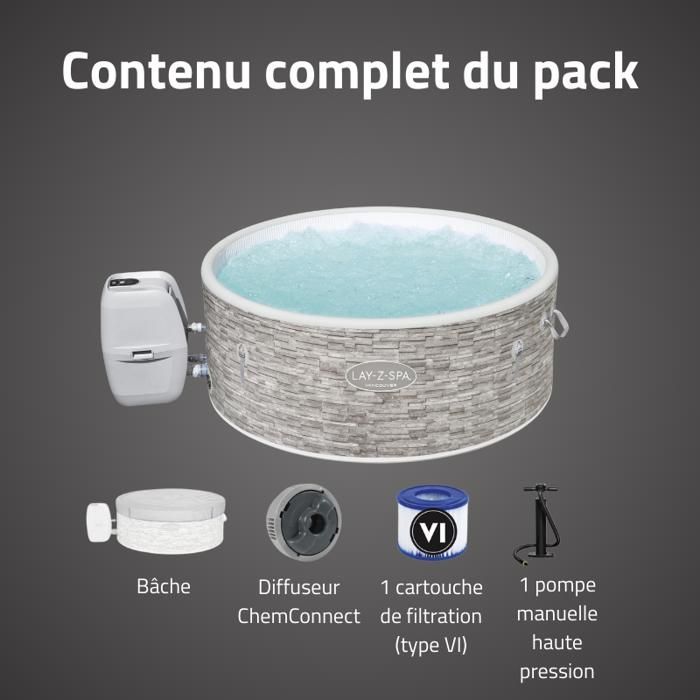 BESTWAY Bestway Lay-Z-Spa Vancouver AirJet Plus Bañera de hidromasaje inflable redonda con WiFi para 3-5 personas