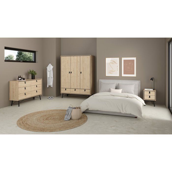 Armoire de chambre - RY - Chêne Jackson Hickory - 3 portes - 3 tiroirs - 150,2 x 60,1 x 200,4 cm