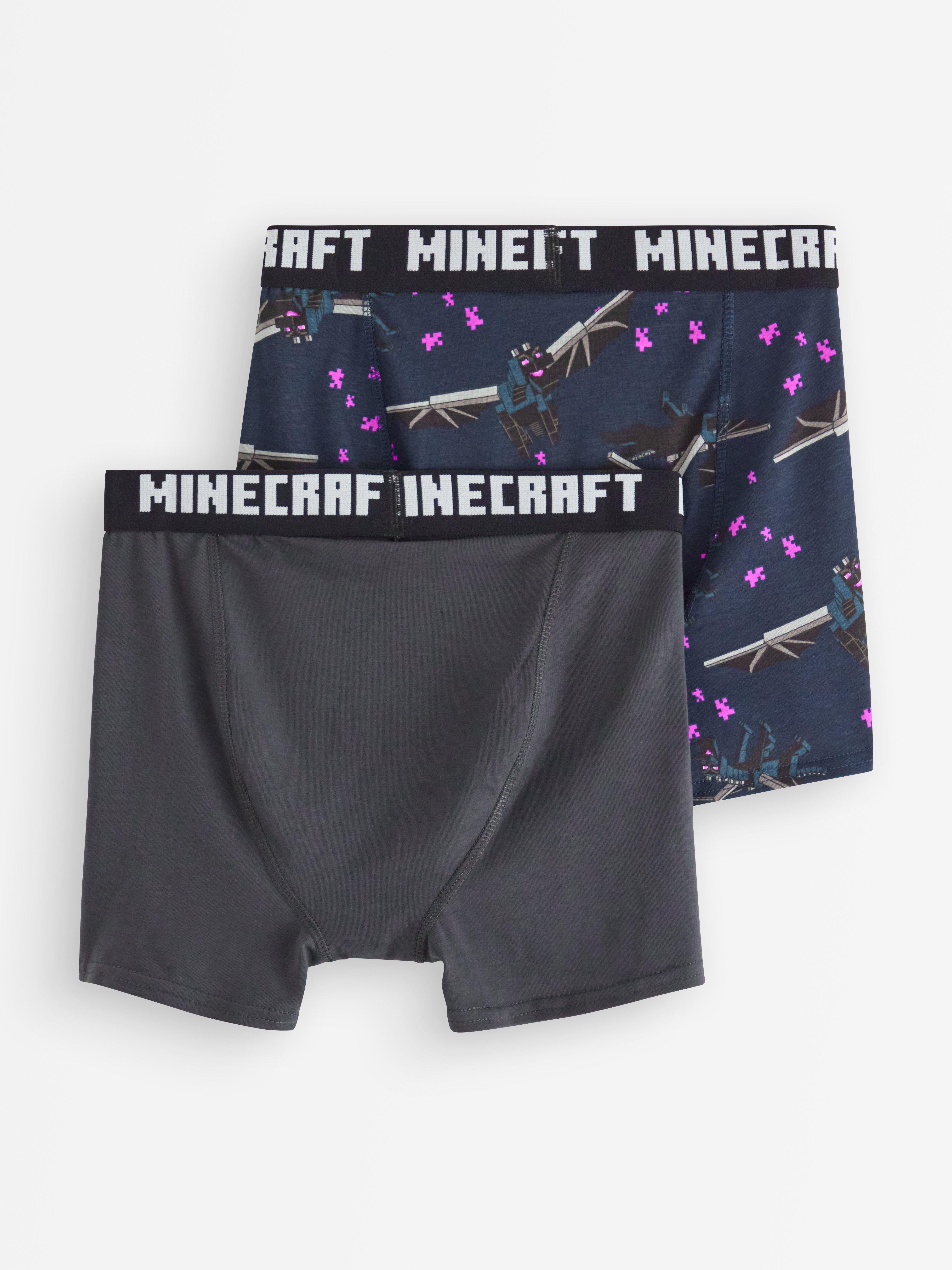 Conjunto com 2 cuecas boxer Minecraft azul marinho escuro