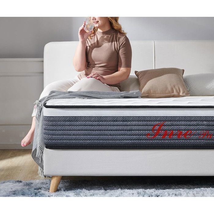 Colchón INRE de espuma viscoelástica de 140x190 cm, 20 cm de grosor, firmeza óptima, 7 zonas ergonómicas.