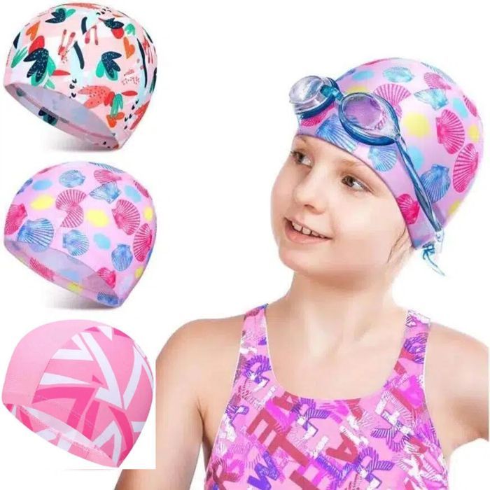 Children's Swimming Cap - 3 Pieces - Elastic - Waterproof - Comfortable Polyester