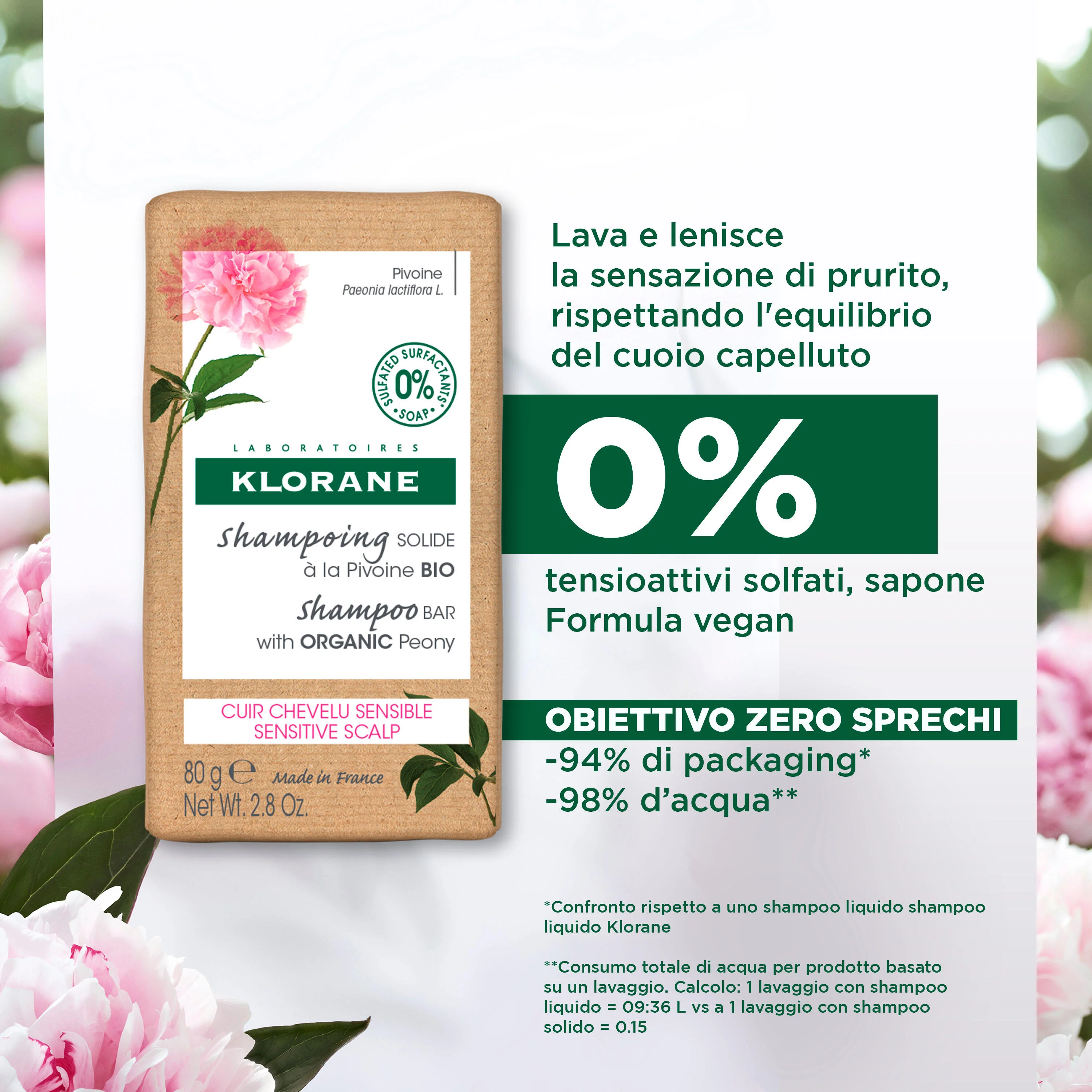 Peonia Shampoo solido lenitivo - Shampoo Delicato