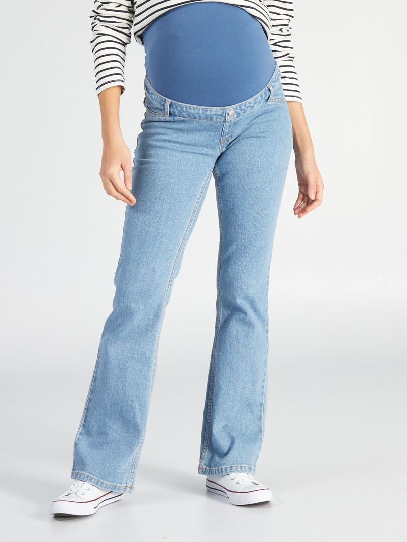 Calça jeans flare para gestantes - AZUL
