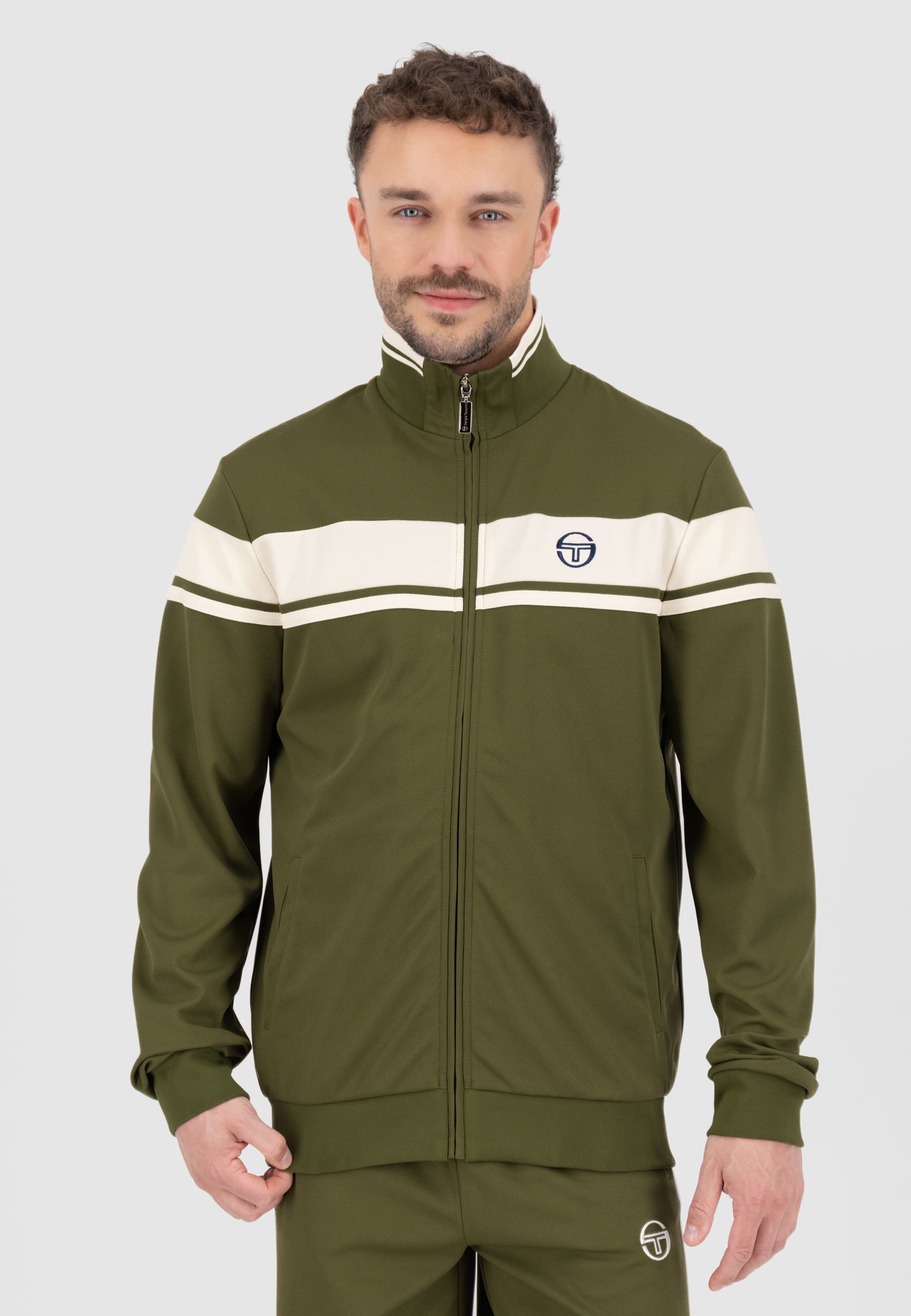 Mikina na zip - rašelinový/gardénie Sergio Tacchini